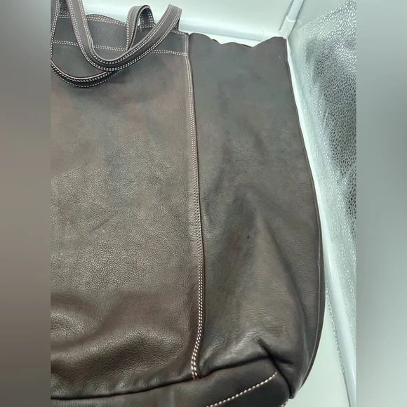 3RD FLOOR Made in Italy Dark Brown Reddish Leather Embellished Oversized XL Tote - Picture 11 of 17